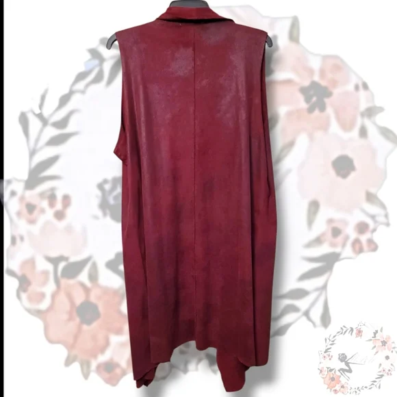 Oliver Faux Suede Draped Women's Maroon Vest XL - Picture 6 of 7